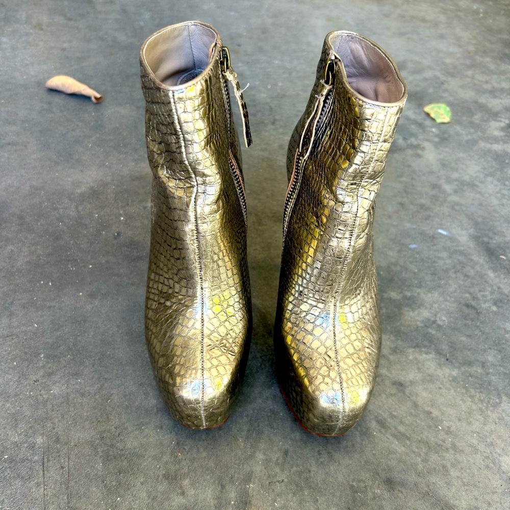 Gold platform booties